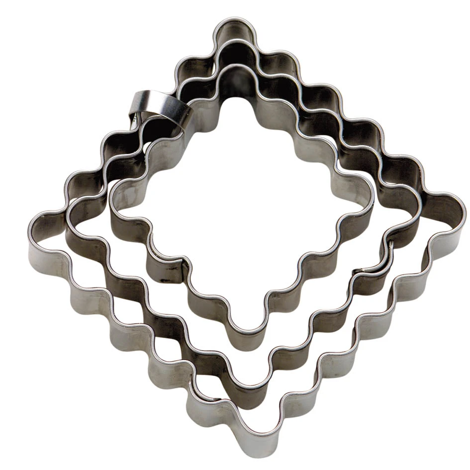 Städter Ausstechform Quadrat 5 / 6 / 7,5 Cm Gewellt Set, 3-teilig